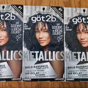 (3) NEW Schwarzkopf Got2b Metallics M66 Blue Charcoal Hair Dye